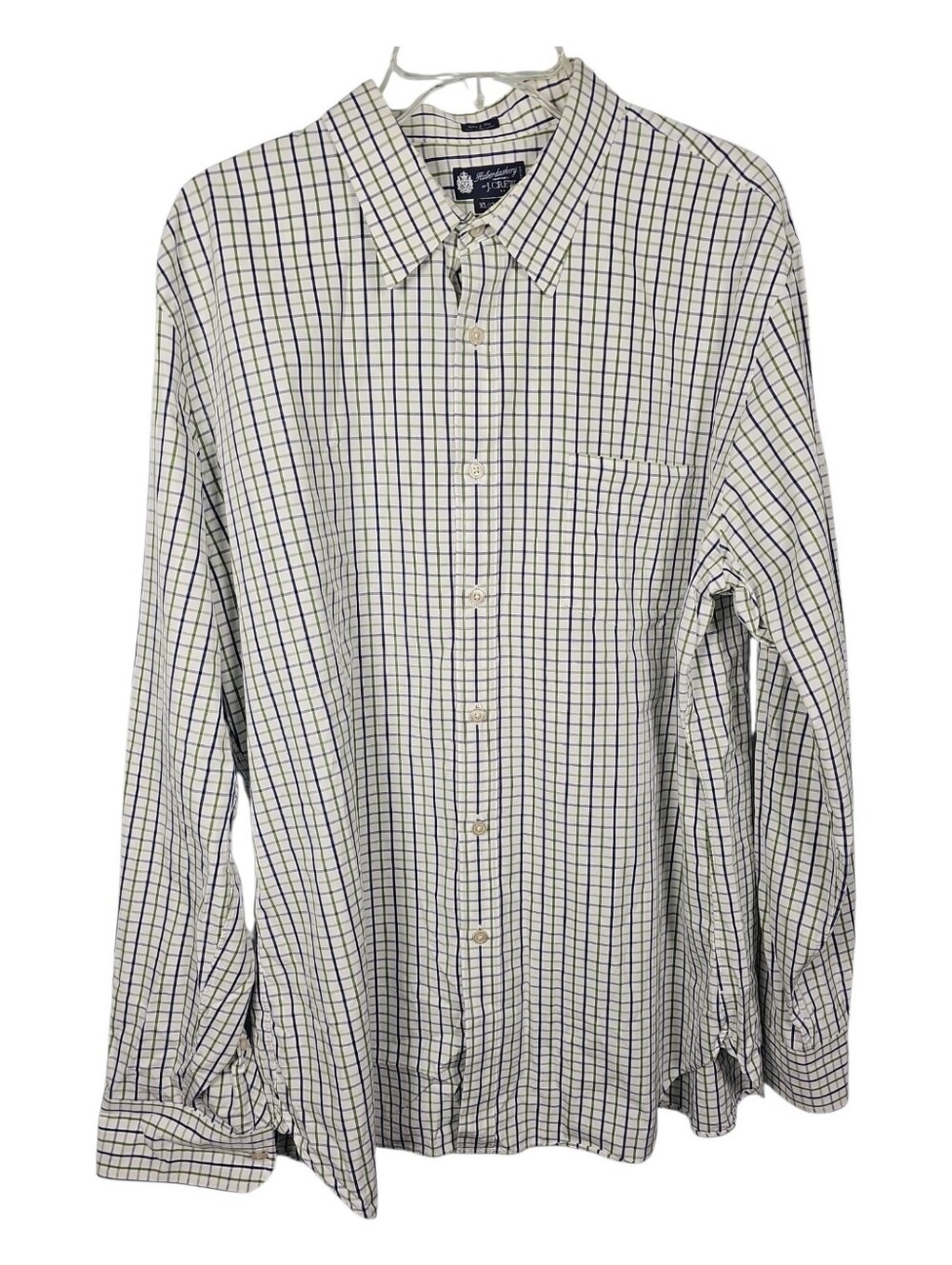 J Crew 80's 2-ply Long Sleeved Button Up Plaid Shirt Men Size XL 17-17.5